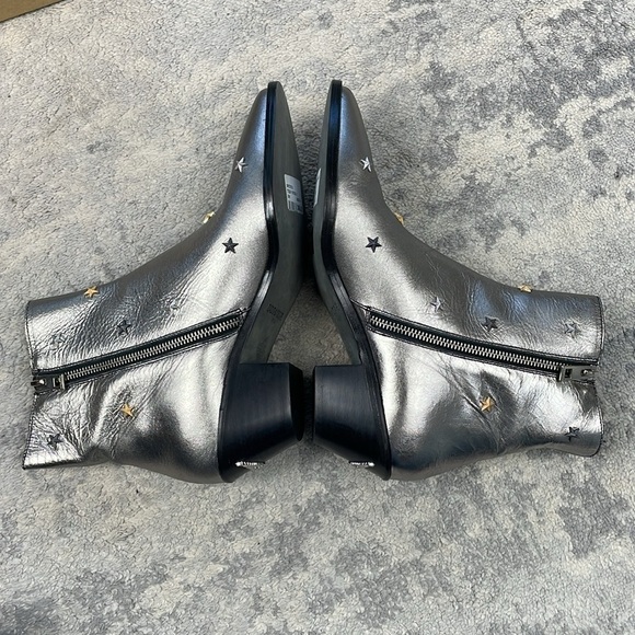 NIB Zadig & Voltaire Tyler Vintage Metallic Silver Star Ankle Boots Leather 41 - Picture 12 of 16